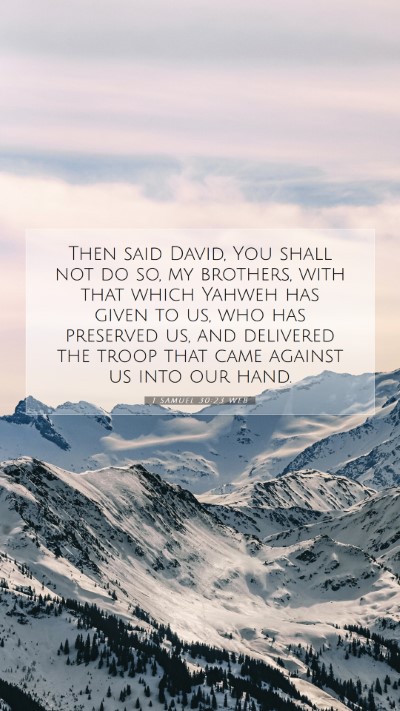 Picture 07 - 1 Samuel 30:23 WEB Mobile Phone Wallpaper - Then said David, You shall not do so, my - Mobile Bible Verse Wallpaper