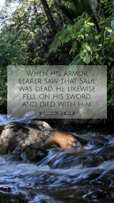 Picture 07 - 1 Samuel 31:5 WEB Mobile Phone Wallpaper - When his armor bearer saw that Saul was dead, he - Mobile Bible Verse Wallpaper