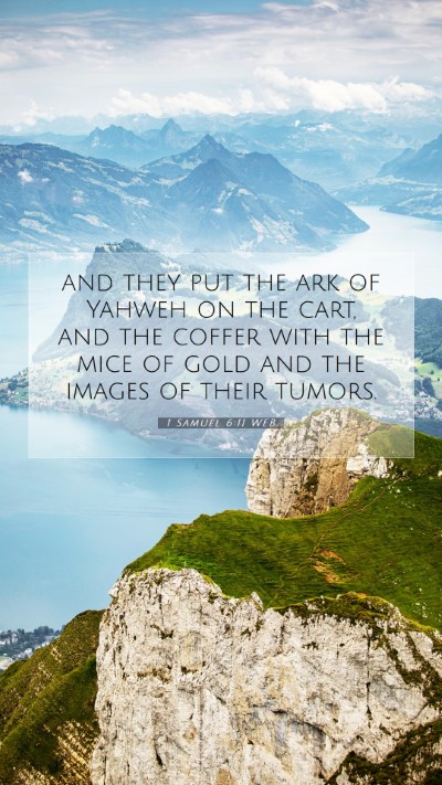 Picture 07 - 1 Samuel 6:11 WEB Mobile Phone Wallpaper - and they put the ark of Yahweh on the cart, and - Mobile Bible Verse Wallpaper