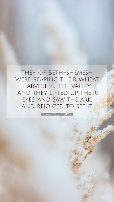 Picture 07 - 1 Samuel 6:13 WEB Mobile Phone Wallpaper - They of Beth-shemesh were reaping their wheat - Mobile Bible Verse Wallpaper