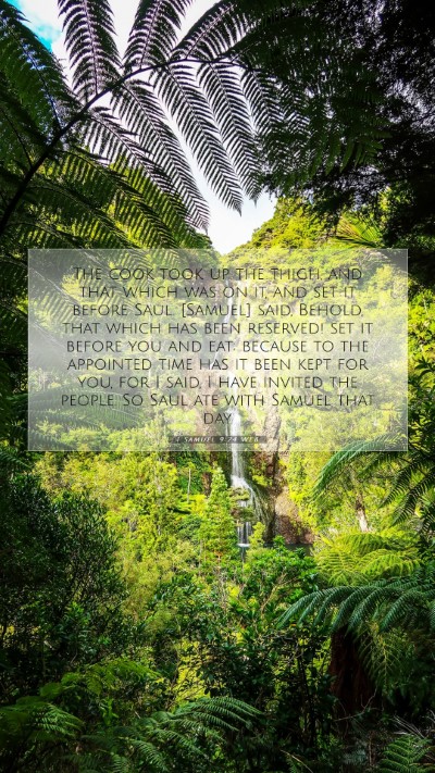 Picture 07 - 1 Samuel 9:24 WEB Mobile Phone Wallpaper - The cook took up the thigh, and that which was on - Mobile Bible Verse Wallpaper