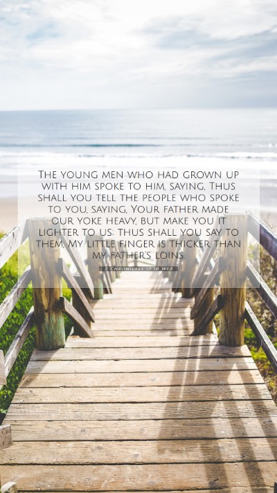 Picture 07 - 2 Chronicles 10:10 WEB Mobile Phone Wallpaper - The young men who had grown up with him spoke to - Mobile Bible Verse Wallpaper