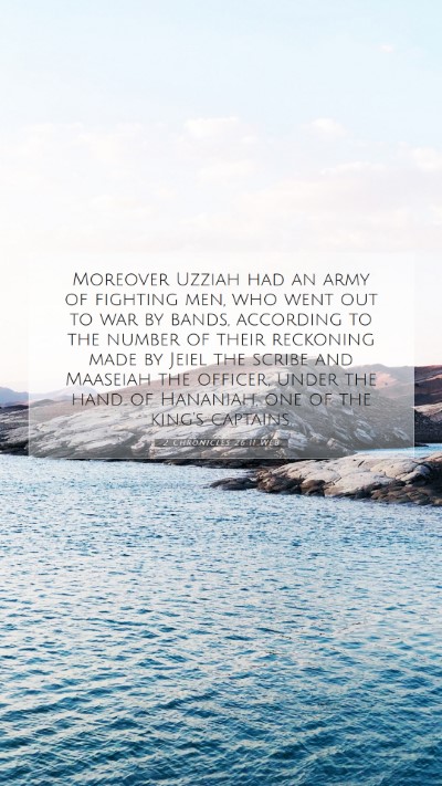 Picture 07 - 2 Chronicles 26:11 WEB Mobile Phone Wallpaper - Moreover Uzziah had an army of fighting men, who - Mobile Bible Verse Wallpaper