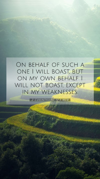Picture 07 - 2 Corinthians 12:5 WEB Mobile Phone Wallpaper - On behalf of such a one I will boast, but on my - Mobile Bible Verse Wallpaper