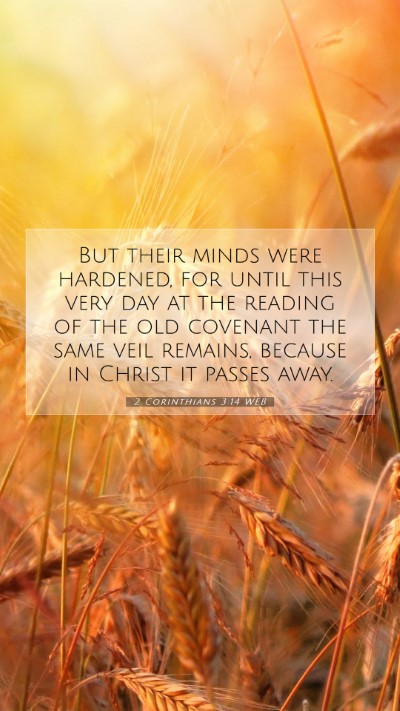 Picture 07 - 2 Corinthians 3:14 WEB Mobile Phone Wallpaper - But their minds were hardened, for until this - Mobile Bible Verse Wallpaper