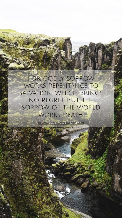 Picture 07 - 2 Corinthians 7:10 WEB Mobile Phone Wallpaper - For godly sorrow works repentance to salvation, - Mobile Bible Verse Wallpaper