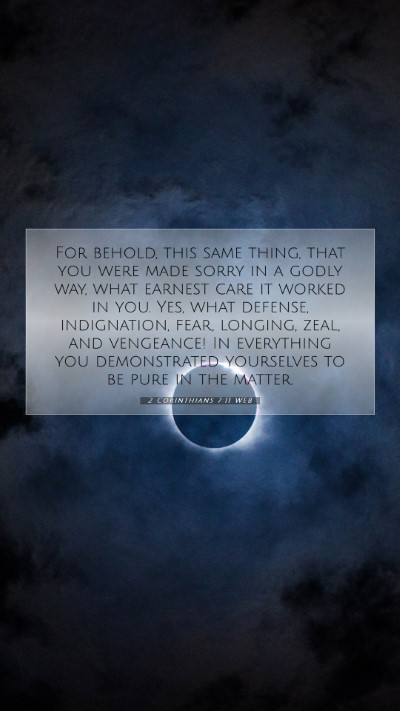 Picture 07 - 2 Corinthians 7:11 WEB Mobile Phone Wallpaper - For behold, this same thing, that you were made - Mobile Bible Verse Wallpaper