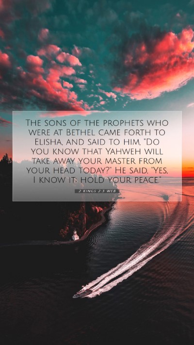Picture 07 - 2 Kings 2:3 WEB Mobile Phone Wallpaper - The sons of the prophets who were at Bethel came - Mobile Bible Verse Wallpaper