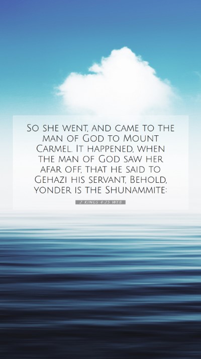 Picture 07 - 2 Kings 4:25 WEB Mobile Phone Wallpaper - So she went, and came to the man of God to Mount - Mobile Bible Verse Wallpaper