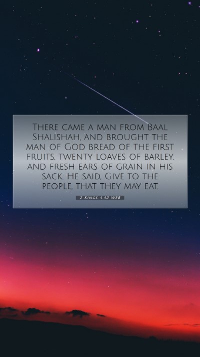 Picture 07 - 2 Kings 4:42 WEB Mobile Phone Wallpaper - There came a man from Baal Shalishah, and brought - Mobile Bible Verse Wallpaper