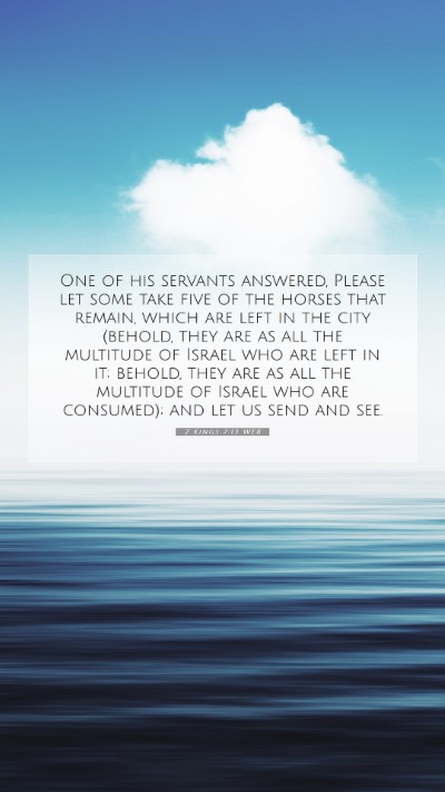 Picture 07 - 2 Kings 7:13 WEB Mobile Phone Wallpaper - One of his servants answered, Please let some - Mobile Bible Verse Wallpaper