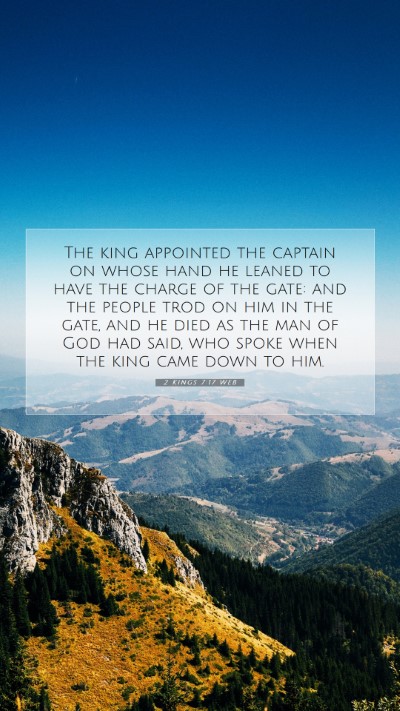 Picture 07 - 2 Kings 7:17 WEB Mobile Phone Wallpaper - The king appointed the captain on whose hand he - Mobile Bible Verse Wallpaper