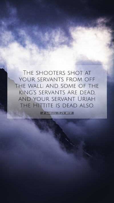 Picture 07 - 2 Samuel 11:24 WEB Mobile Phone Wallpaper - The shooters shot at your servants from off the - Mobile Bible Verse Wallpaper