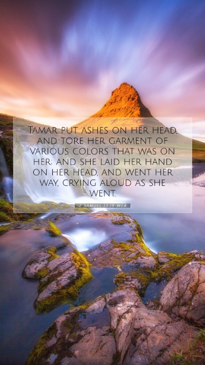 Picture 07 - 2 Samuel 13:19 WEB Mobile Phone Wallpaper - Tamar put ashes on her head, and tore her garment - Mobile Bible Verse Wallpaper