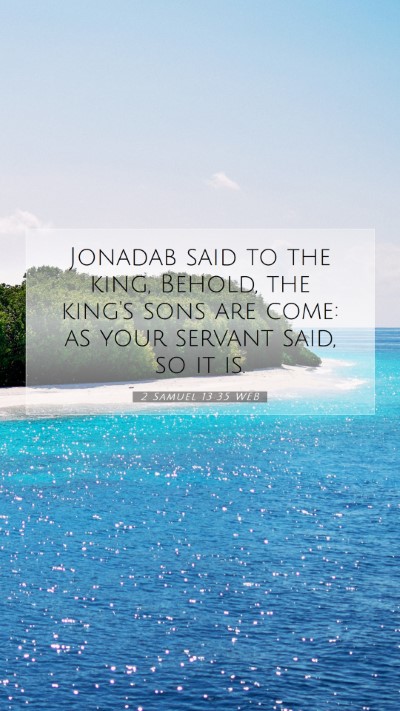 Picture 07 - 2 Samuel 13:35 WEB Mobile Phone Wallpaper - Jonadab said to the king, Behold, the king's sons - Mobile Bible Verse Wallpaper