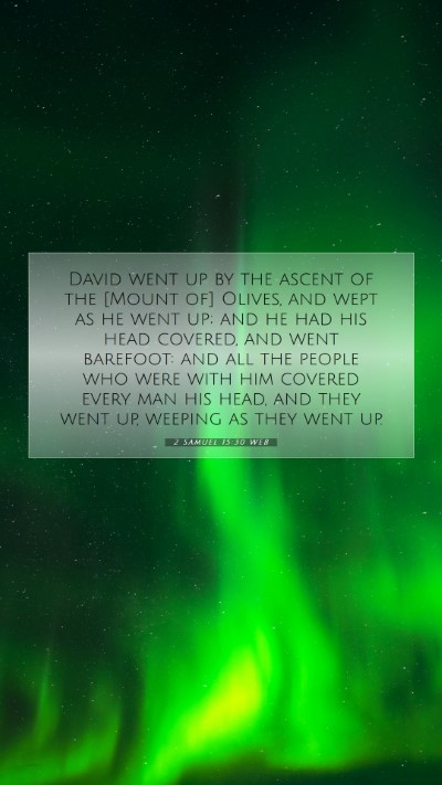 Picture 07 - 2 Samuel 15:30 WEB Mobile Phone Wallpaper - David went up by the ascent of the [Mount of] - Mobile Bible Verse Wallpaper