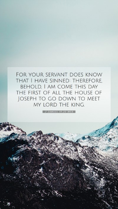 Picture 07 - 2 Samuel 19:20 WEB Mobile Phone Wallpaper - For your servant does know that I have sinned: - Mobile Bible Verse Wallpaper