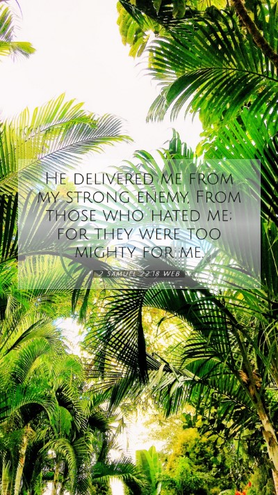 Picture 07 - 2 Samuel 22:18 WEB Mobile Phone Wallpaper - He delivered me from my strong enemy, From those - Mobile Bible Verse Wallpaper