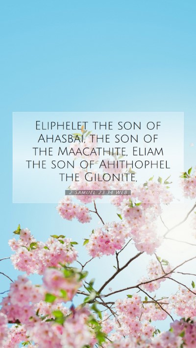 Picture 07 - 2 Samuel 23:34 WEB Mobile Phone Wallpaper - Eliphelet the son of Ahasbai, the son of the - Mobile Bible Verse Wallpaper