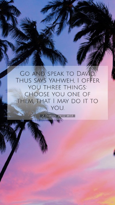 Picture 07 - 2 Samuel 24:12 WEB Mobile Phone Wallpaper - Go and speak to David, Thus says Yahweh, I offer - Mobile Bible Verse Wallpaper