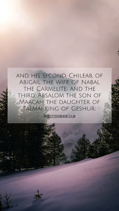 Picture 07 - 2 Samuel 3:3 WEB Mobile Phone Wallpaper - and his second, Chileab, of Abigail the wife of - Mobile Bible Verse Wallpaper