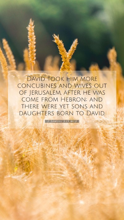 Picture 07 - 2 Samuel 5:13 WEB Mobile Phone Wallpaper - David took him more concubines and wives out of - Mobile Bible Verse Wallpaper