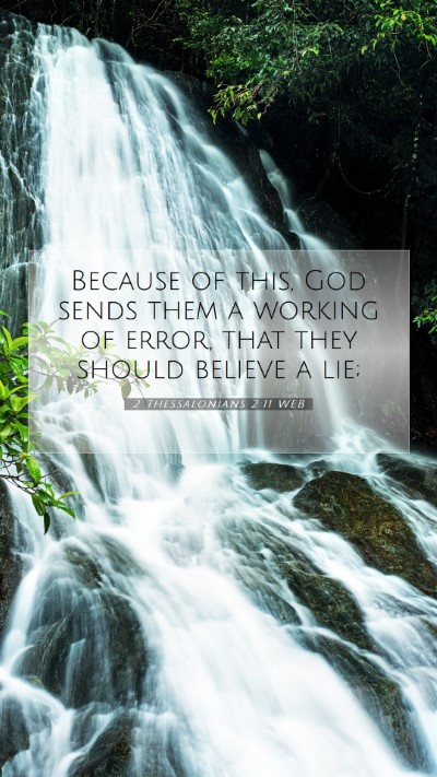 Picture 07 - 2 Thessalonians 2:11 WEB Mobile Phone Wallpaper - Because of this, God sends them a working of - Mobile Bible Verse Wallpaper