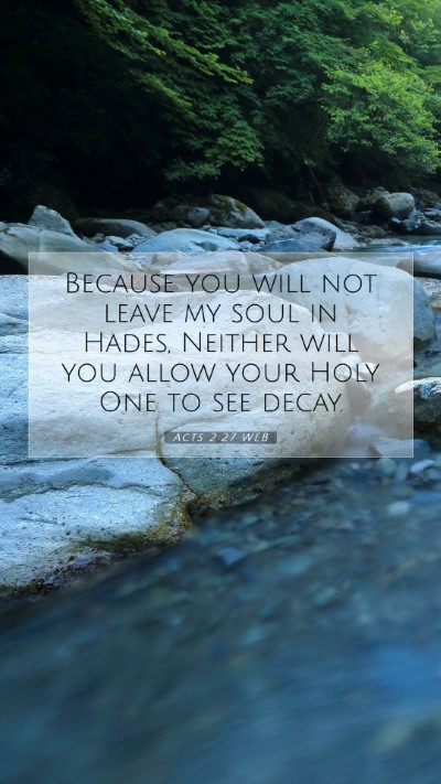 Picture 07 - Acts 2:27 WEB Mobile Phone Wallpaper - Because you will not leave my soul in Hades, - Mobile Bible Verse Wallpaper