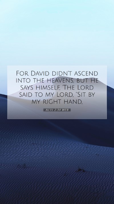 Picture 07 - Acts 2:34 WEB Mobile Phone Wallpaper - For David didn't ascend into the heavens, but he - Mobile Bible Verse Wallpaper