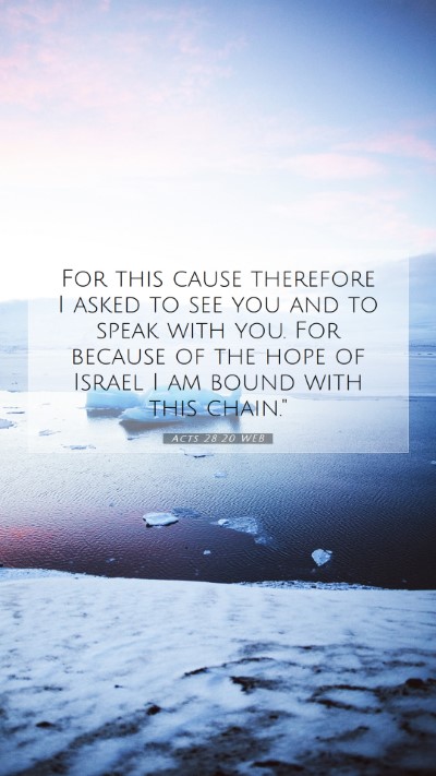 Picture 07 - Acts 28:20 WEB Mobile Phone Wallpaper - For this cause therefore I asked to see you and - Mobile Bible Verse Wallpaper