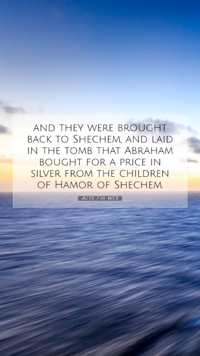 Picture 07 - Acts 7:16 WEB Mobile Phone Wallpaper - and they were brought back to Shechem, and laid - Mobile Bible Verse Wallpaper