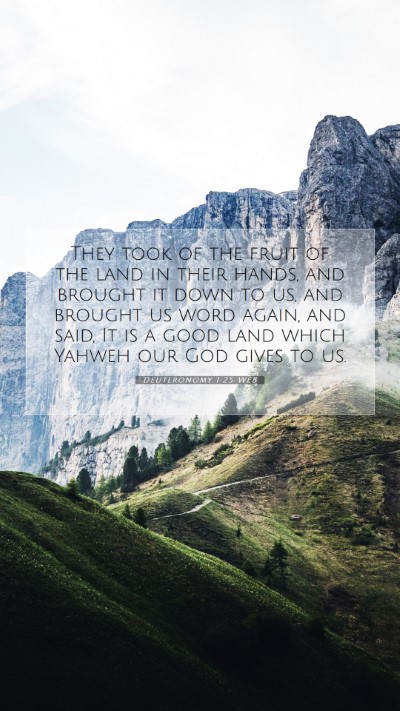 Picture 07 - Deuteronomy 1:25 WEB Mobile Phone Wallpaper - They took of the fruit of the land in their - Mobile Bible Verse Wallpaper