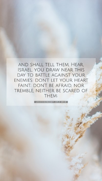 Picture 07 - Deuteronomy 20:3 WEB Mobile Phone Wallpaper - and shall tell them, Hear, Israel, you draw near - Mobile Bible Verse Wallpaper