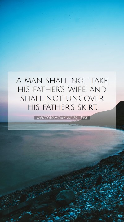 Picture 07 - Deuteronomy 22:30 WEB Mobile Phone Wallpaper - A man shall not take his father's wife, and shall - Mobile Bible Verse Wallpaper