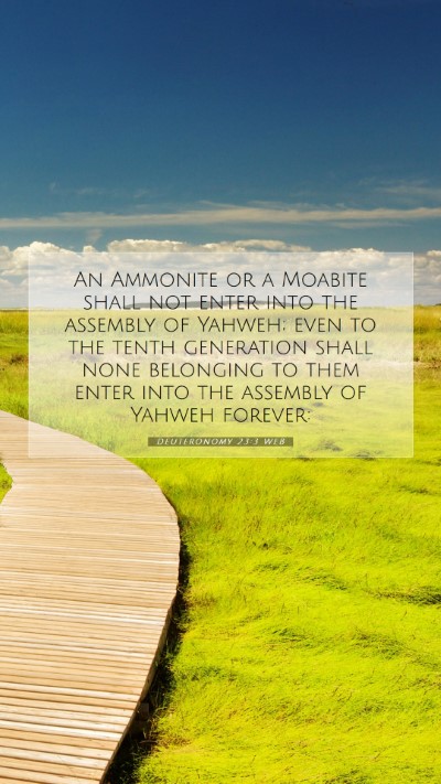 Picture 07 - Deuteronomy 23:3 WEB Mobile Phone Wallpaper - An Ammonite or a Moabite shall not enter into the - Mobile Bible Verse Wallpaper