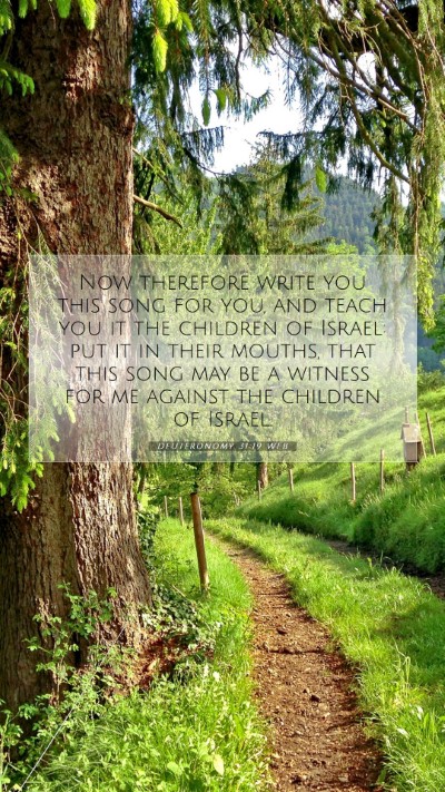 Picture 07 - Deuteronomy 31:19 WEB Mobile Phone Wallpaper - Now therefore write you this song for you, and - Mobile Bible Verse Wallpaper