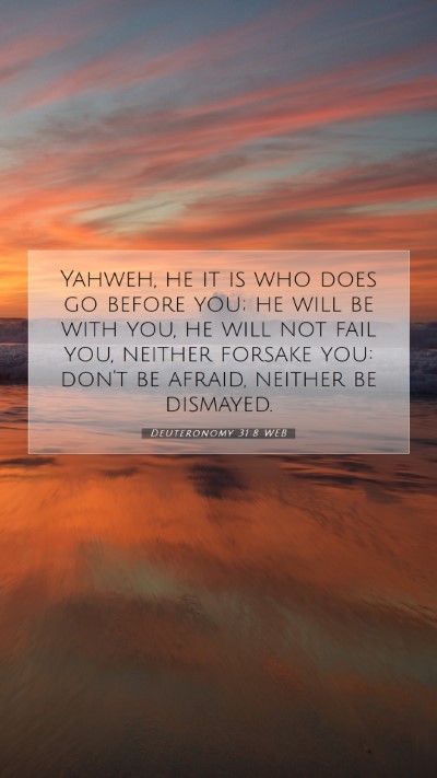 Picture 07 - Deuteronomy 31:8 WEB Mobile Phone Wallpaper - Yahweh, he it is who does go before you; he will - Mobile Bible Verse Wallpaper