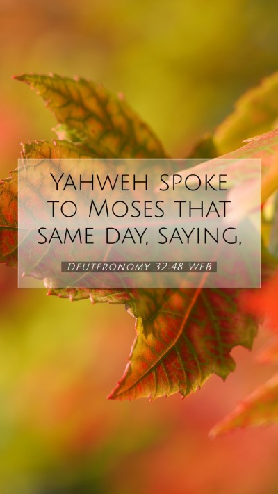 Picture 07 - Deuteronomy 32:48 WEB Mobile Phone Wallpaper - Yahweh spoke to Moses that same day, - Mobile Bible Verse Wallpaper