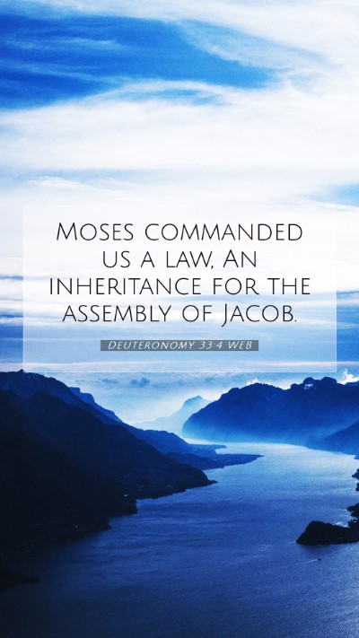 Picture 07 - Deuteronomy 33:4 WEB Mobile Phone Wallpaper - Moses commanded us a law, An inheritance for the - Mobile Bible Verse Wallpaper