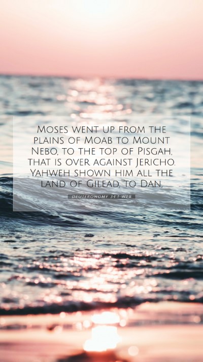 Picture 07 - Deuteronomy 34:1 WEB Mobile Phone Wallpaper - Moses went up from the plains of Moab to Mount - Mobile Bible Verse Wallpaper