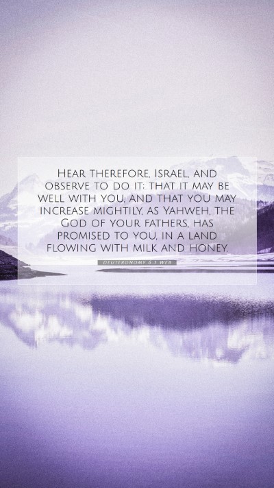 Picture 07 - Deuteronomy 6:3 WEB Mobile Phone Wallpaper - Hear therefore, Israel, and observe to do it; - Mobile Bible Verse Wallpaper