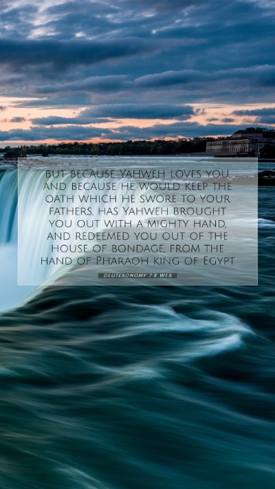 Picture 07 - Deuteronomy 7:8 WEB Mobile Phone Wallpaper - but because Yahweh loves you, and because he - Mobile Bible Verse Wallpaper