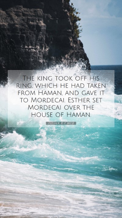 Picture 07 - Esther 8:2 WEB Mobile Phone Wallpaper - The king took off his ring, which he had taken - Mobile Bible Verse Wallpaper