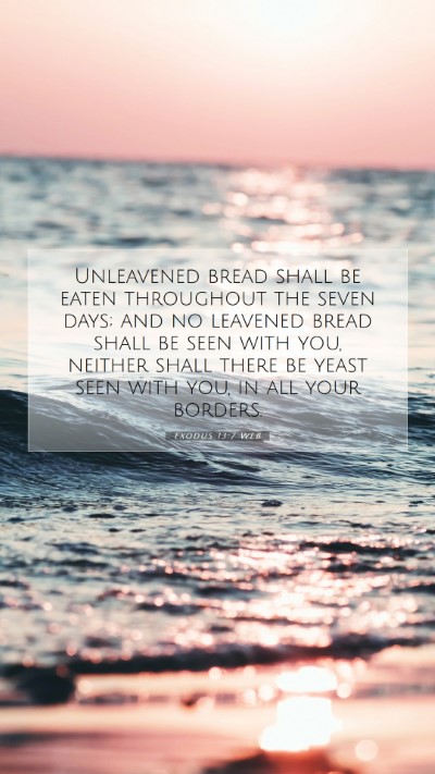 Picture 07 - Exodus 13:7 WEB Mobile Phone Wallpaper - Unleavened bread shall be eaten throughout the - Mobile Bible Verse Wallpaper