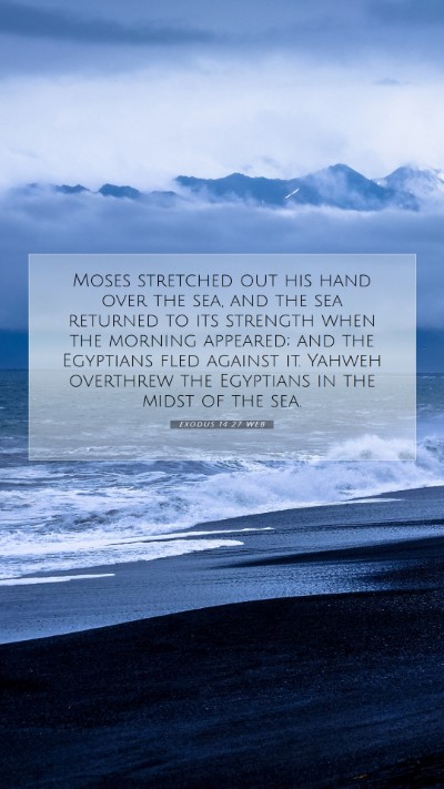 Picture 07 - Exodus 14:27 WEB Mobile Phone Wallpaper - Moses stretched out his hand over the sea, and - Mobile Bible Verse Wallpaper