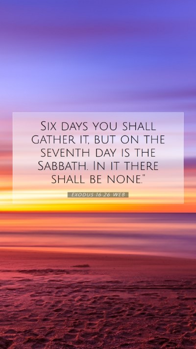 Picture 07 - Exodus 16:26 WEB Mobile Phone Wallpaper - Six days you shall gather it, but on the seventh - Mobile Bible Verse Wallpaper