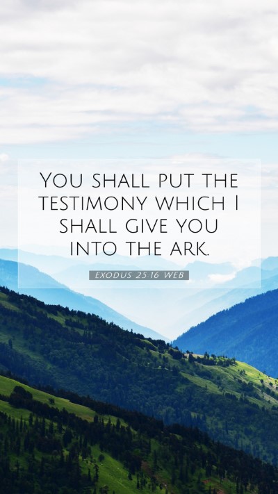 Picture 07 - Exodus 25:16 WEB Mobile Phone Wallpaper - You shall put the testimony which I shall give - Mobile Bible Verse Wallpaper