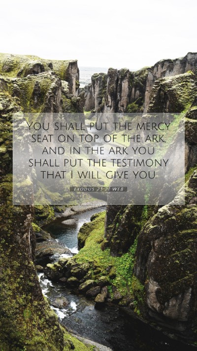 Picture 07 - Exodus 25:21 WEB Mobile Phone Wallpaper - You shall put the mercy seat on top of the ark, - Mobile Bible Verse Wallpaper