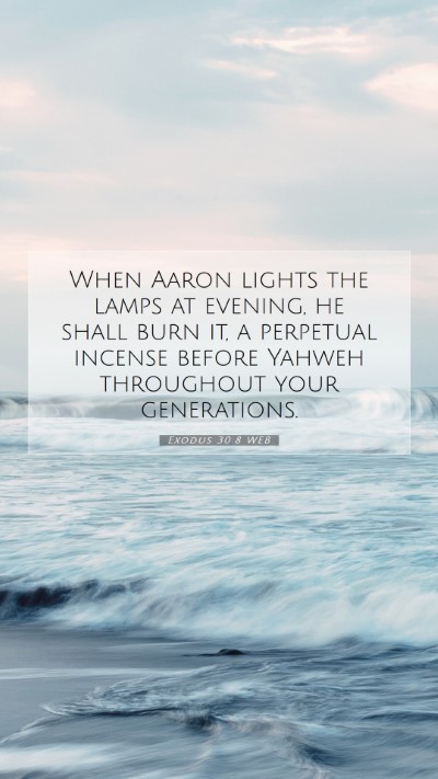 Picture 07 - Exodus 30:8 WEB Mobile Phone Wallpaper - When Aaron lights the lamps at evening, he shall - Mobile Bible Verse Wallpaper