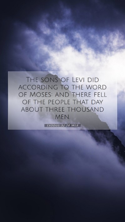 Picture 07 - Exodus 32:28 WEB Mobile Phone Wallpaper - The sons of Levi did according to the word of - Mobile Bible Verse Wallpaper